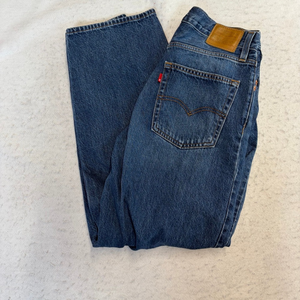 Levi Premium Baggy Dad Jeans Womens 27 Blue Denim High Rise Straight Leg